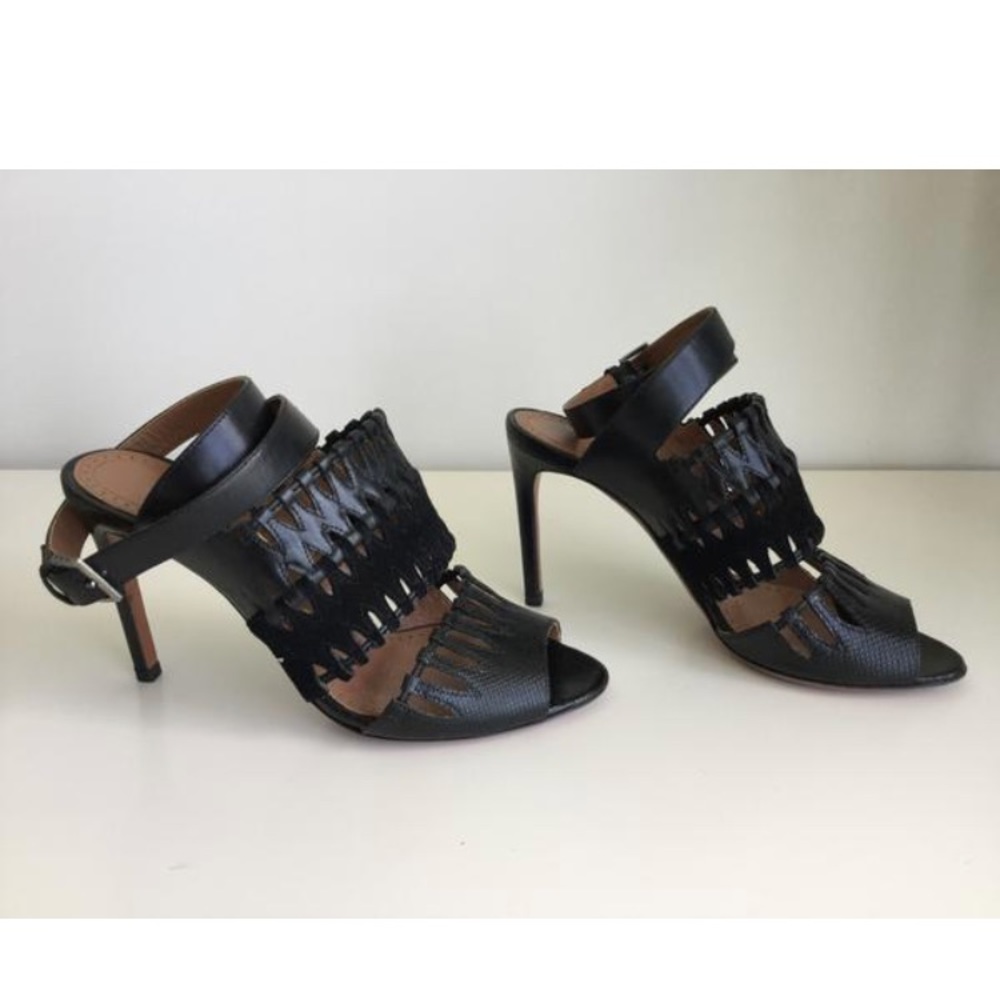 NWT Alaia black leather high heel sandals. Size 6.5/36. W/box, dust bags & tips!